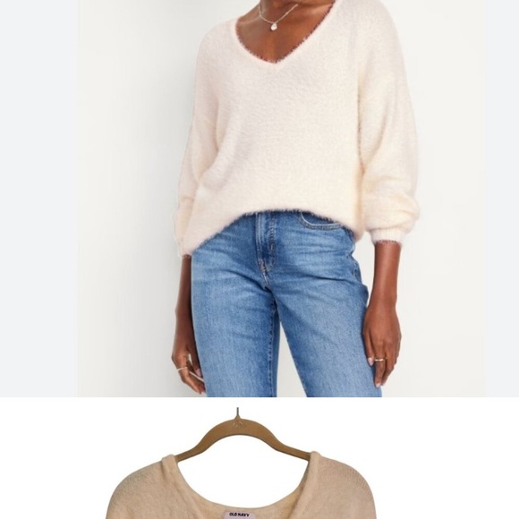 Old Navy Women's Cream Eyelash Sweater - Picture 3 of 6